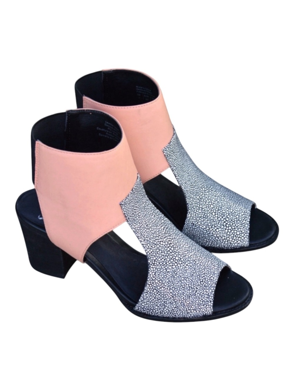 Shellys London Block Heel Open Toe Color-block Sandals Booties Shoes Size: 8